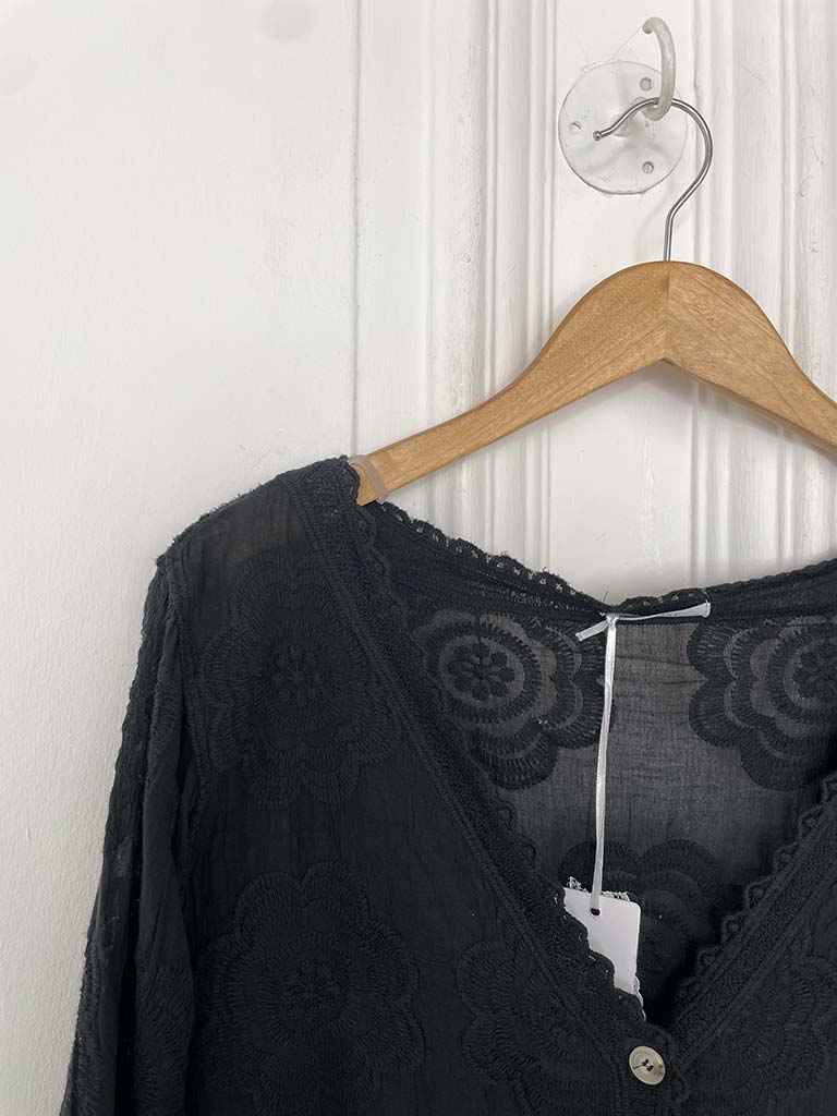 Vintage Crochet Jacket - Black