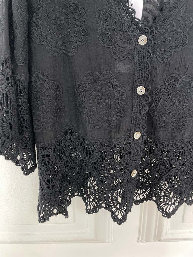 Vintage Crochet Jacket - Black