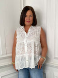 Malissa J Tiered Broderie Anglaise Top - White