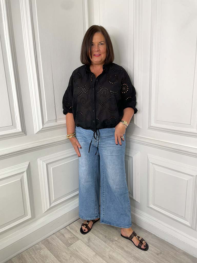 Malissa J Broderie Anglaise Bomber - Black