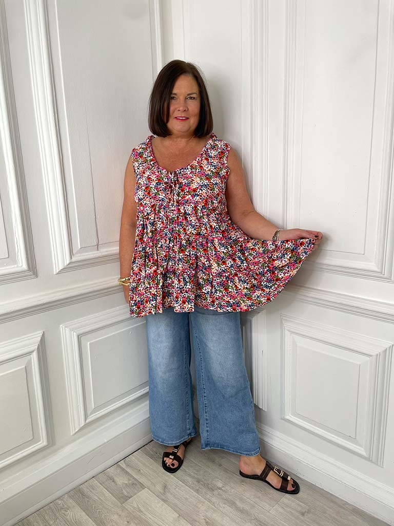 Malissa J Floral Tiered Top