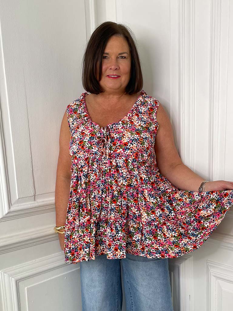 Malissa J Floral Tiered Top