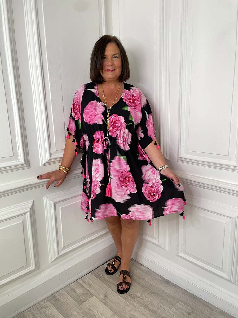 Malissa J Tassel Kaftan - Pink Floral
