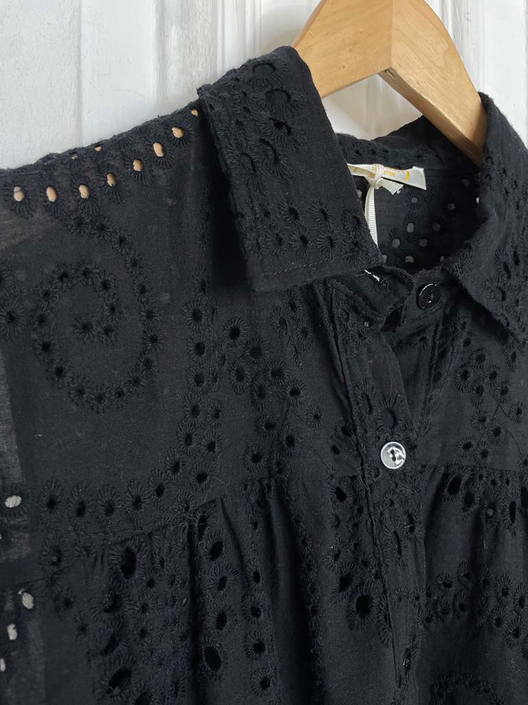 Malissa J Tiered Broderie Anglaise Top - Black