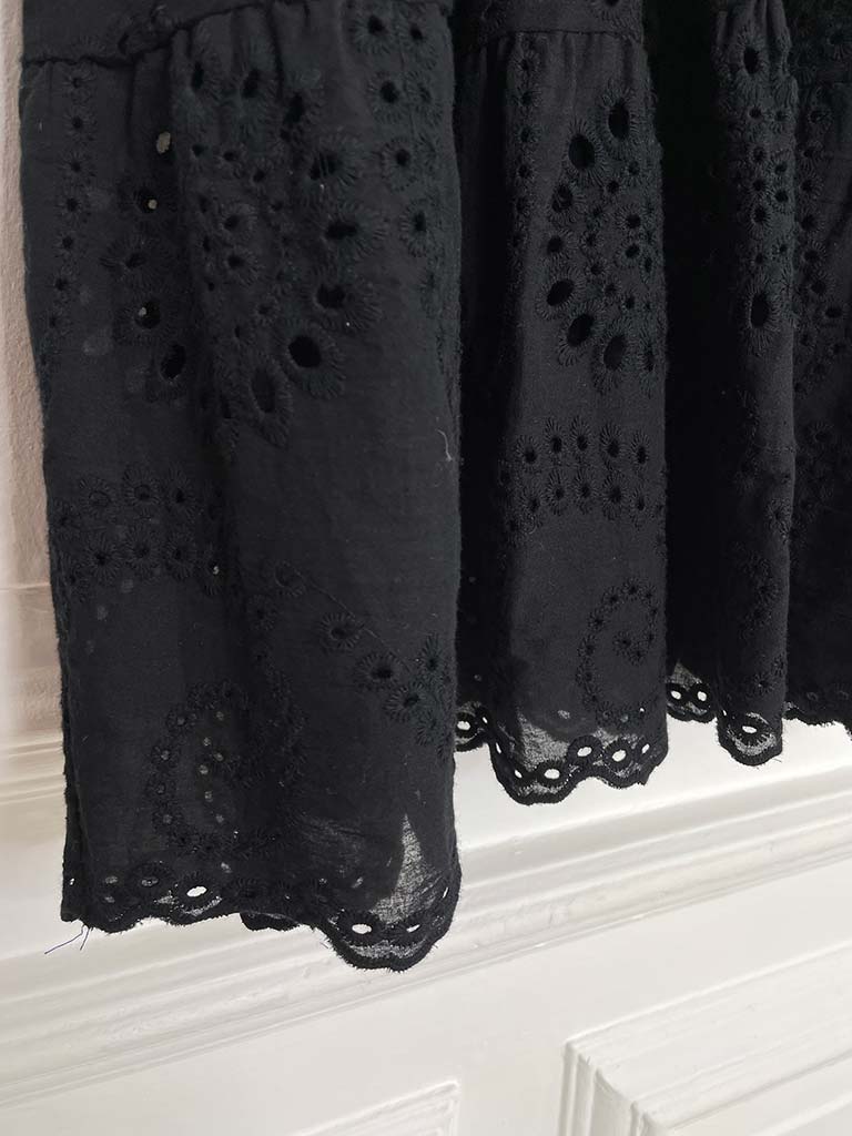 Malissa J Tiered Broderie Anglaise Top - Black