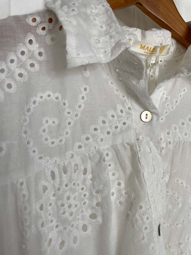 Malissa J Tiered Broderie Anglaise Top - White