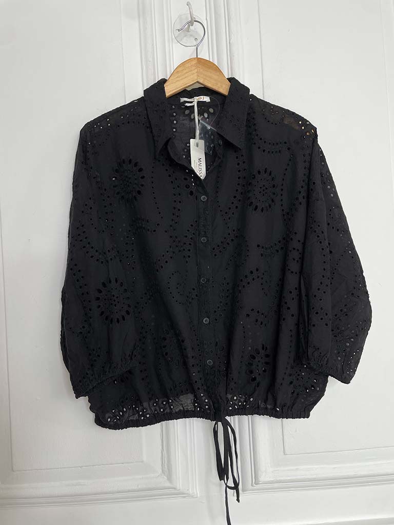 Malissa J Broderie Anglaise Bomber - Black