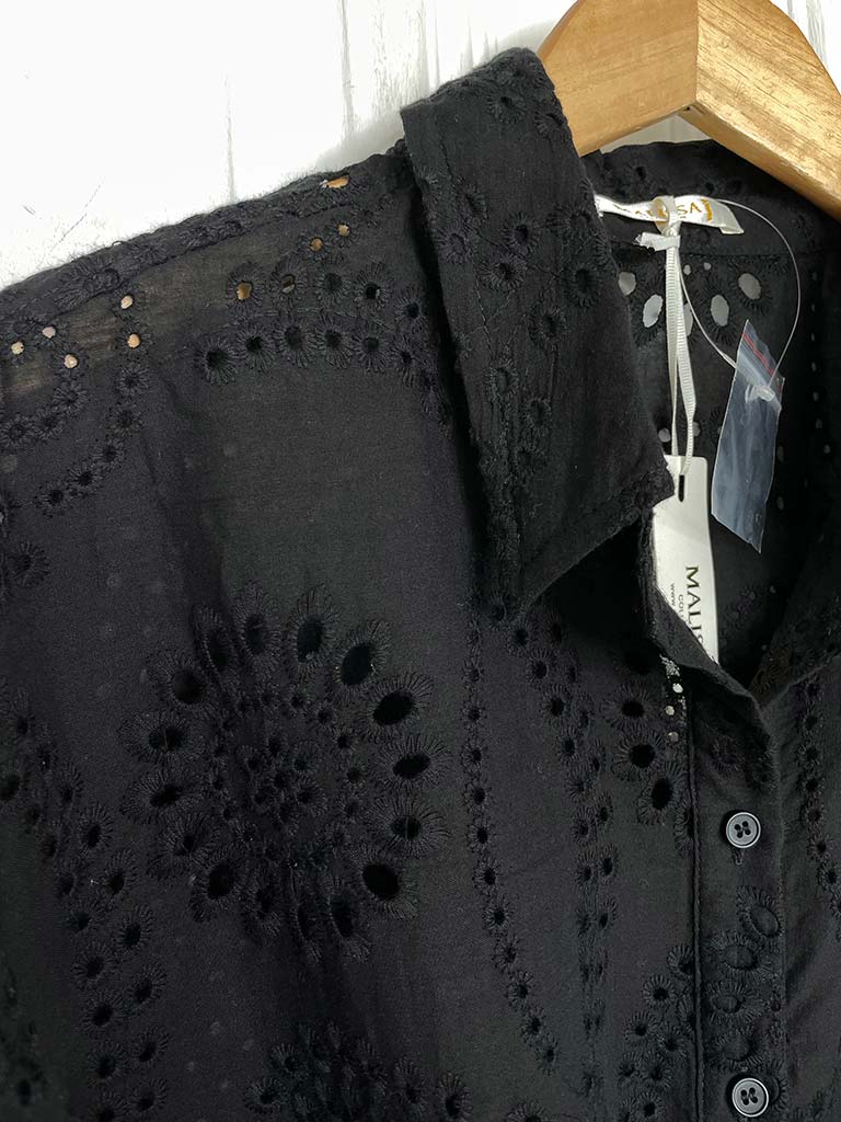Malissa J Broderie Anglaise Bomber - Black