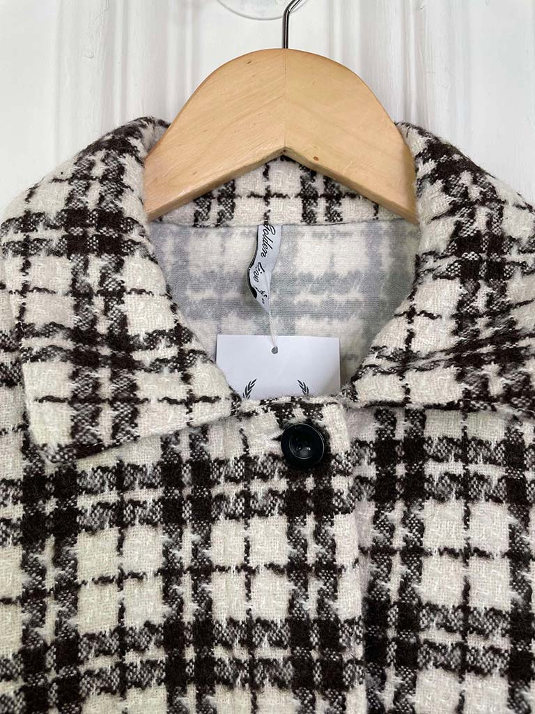 Checked Tweed Jacket - Winter White & Chocolate