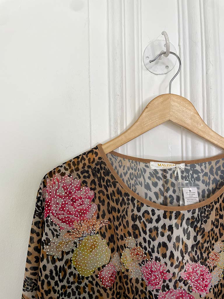 Malissa J Tie Front Top - Floral Leopard