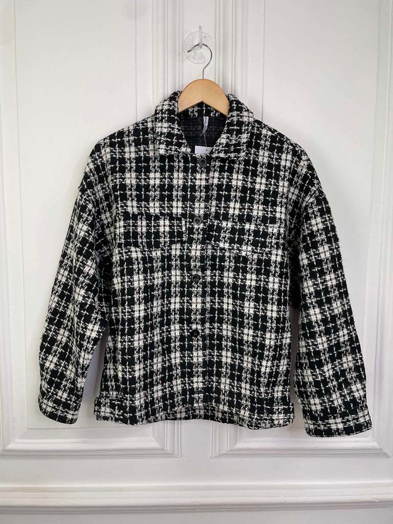 Checked Tweed Jacket - Black & Winter White