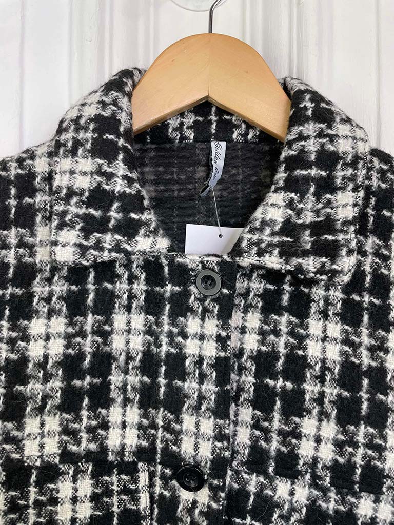 Checked Tweed Jacket - Black & Winter White