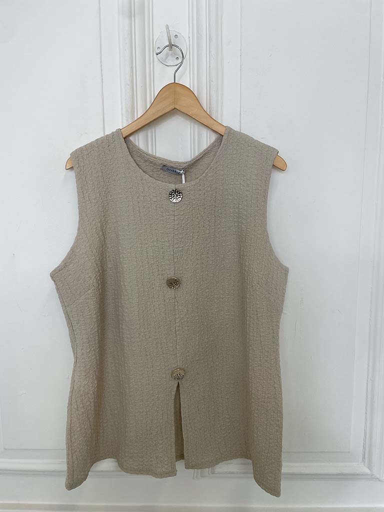 Crinkle Waistcoat & Palazzo Co-ord - Stone