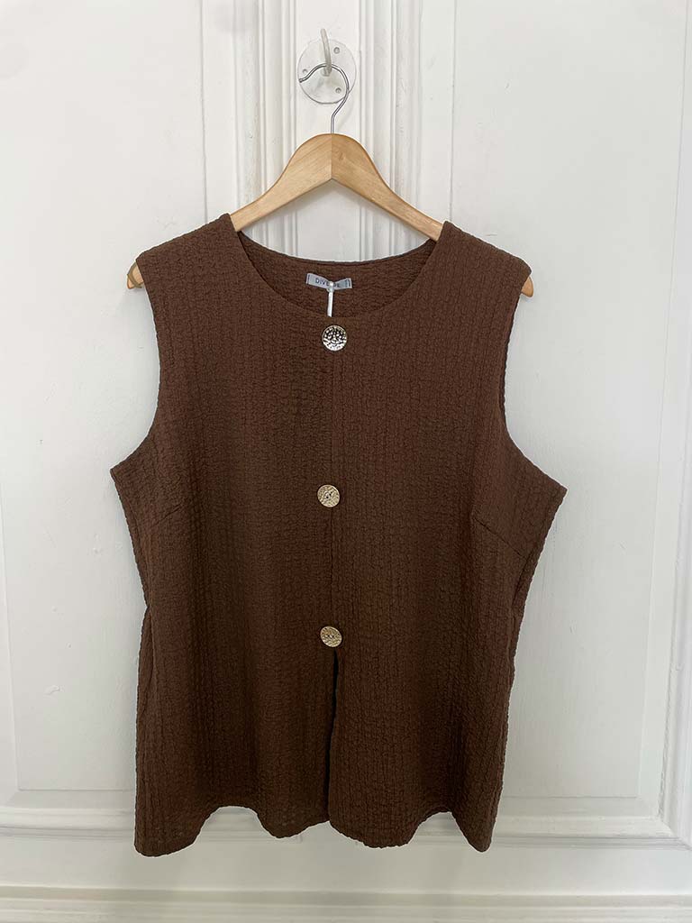 Crinkle Waistcoat & Palazzo Co-ord - Chocolate