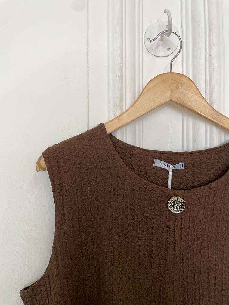 Crinkle Waistcoat & Palazzo Co-ord - Chocolate