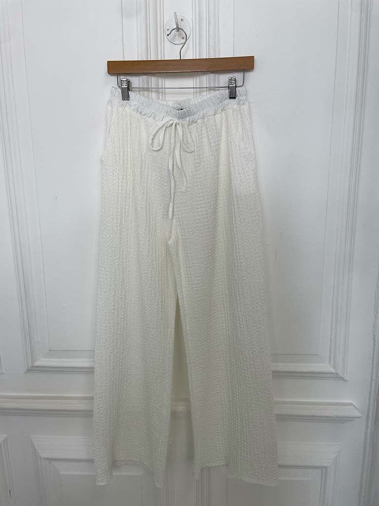 Crinkle Waistcoat & Palazzo Co-ord - Warm White