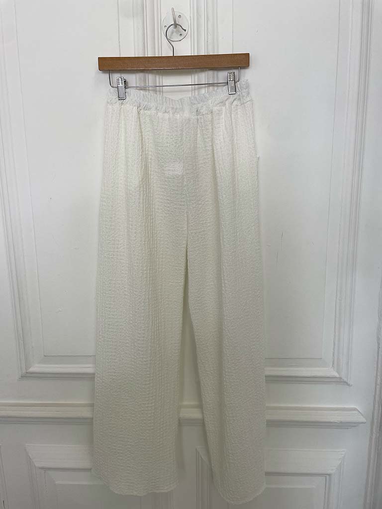 Crinkle Waistcoat & Palazzo Co-ord - Warm White