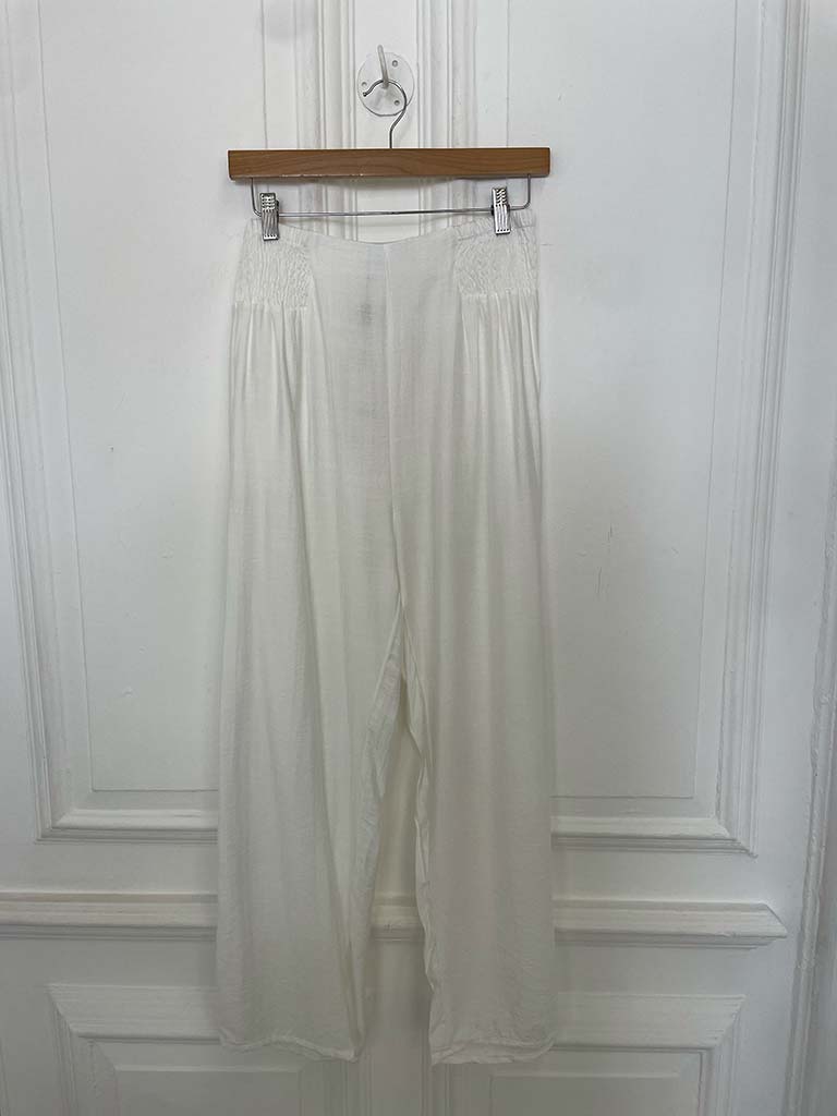 Shirred Waist Trousers - White