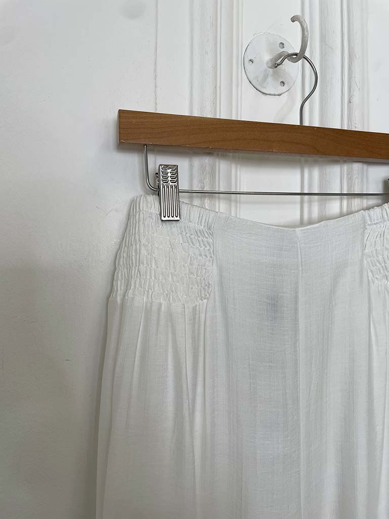 Shirred Waist Trousers - White