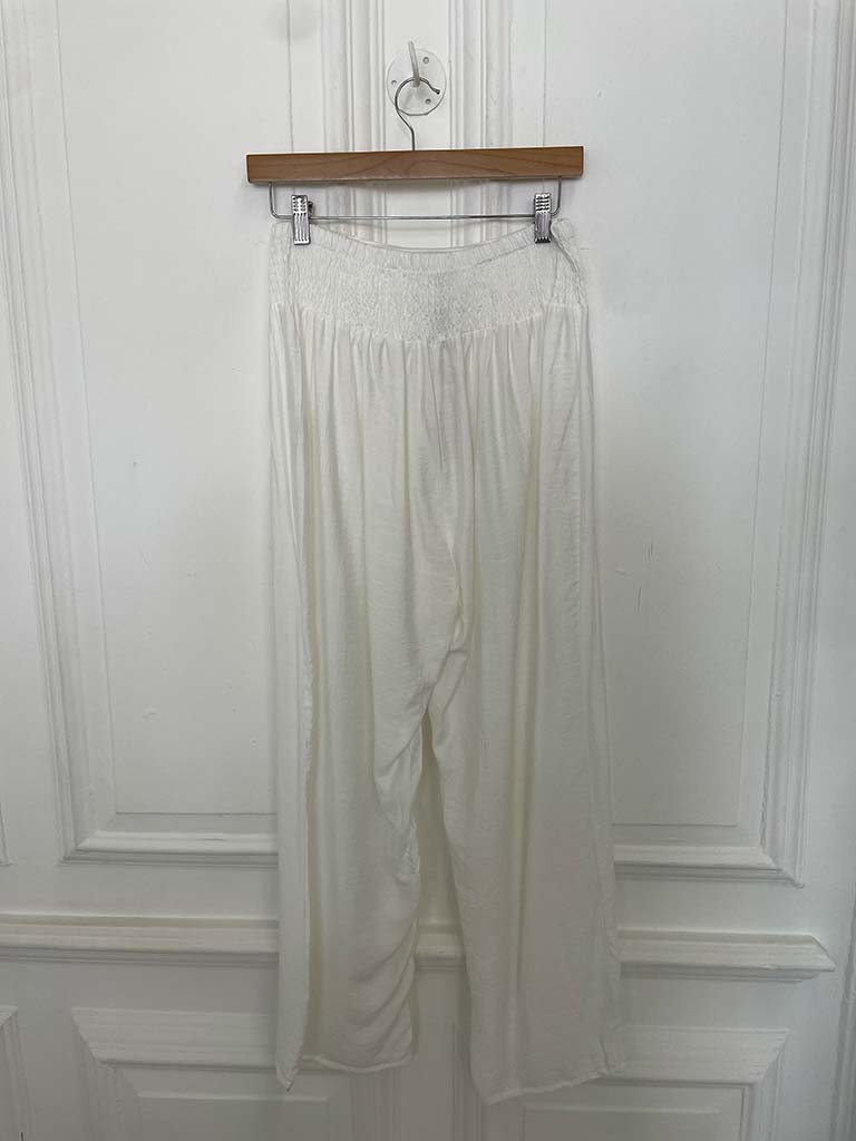 Shirred Waist Trousers - White