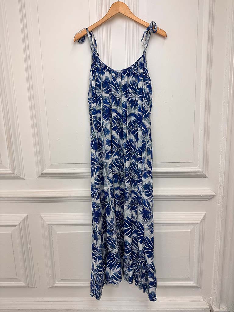 Palm Summer Dress - Cobalt