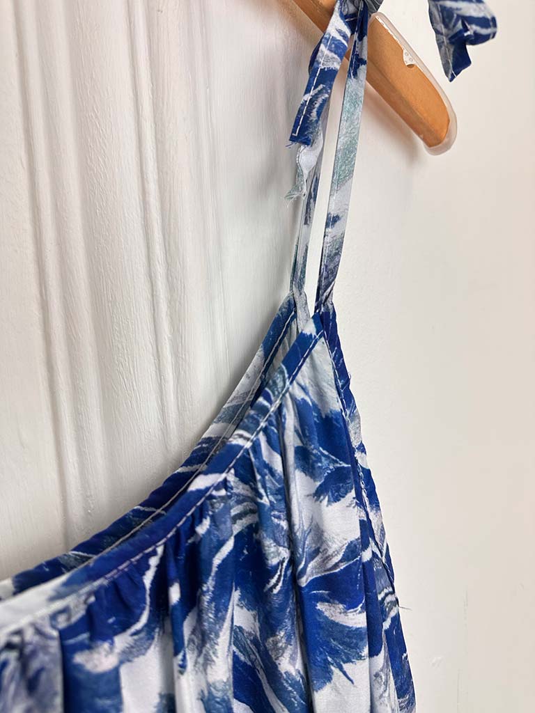 Palm Summer Dress - Cobalt