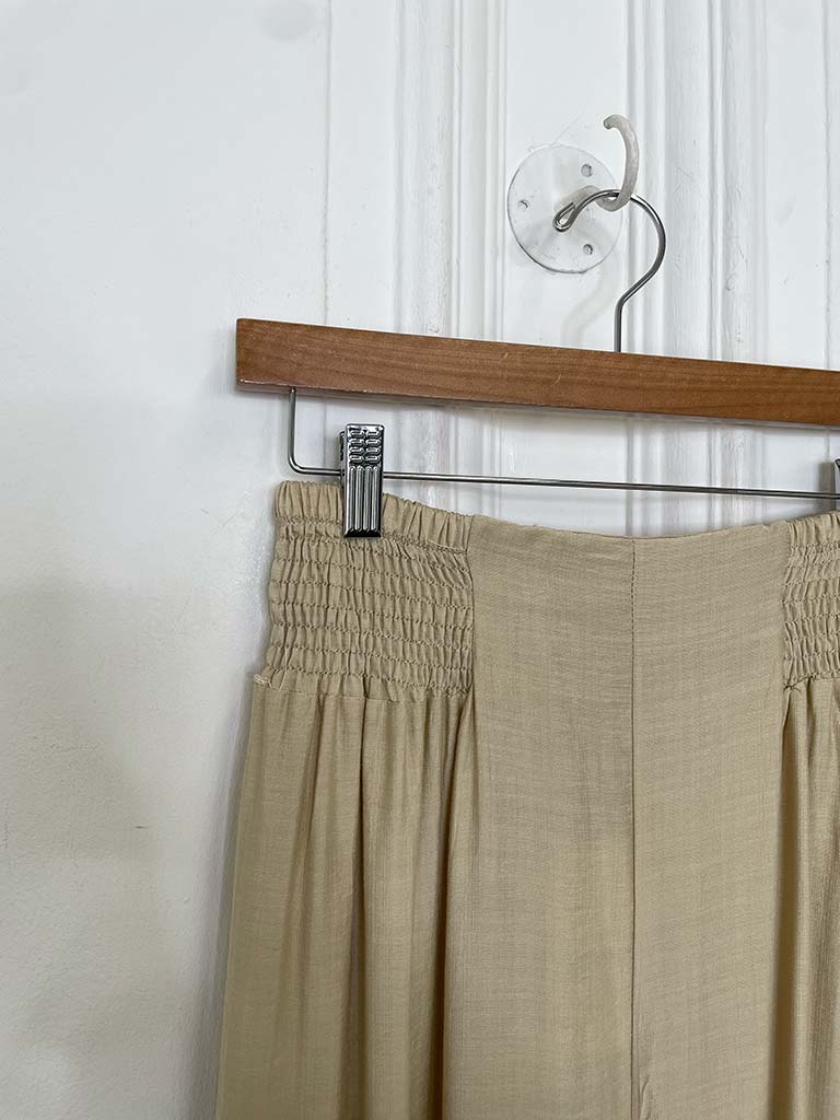 Shirred Waist Trousers - Sand