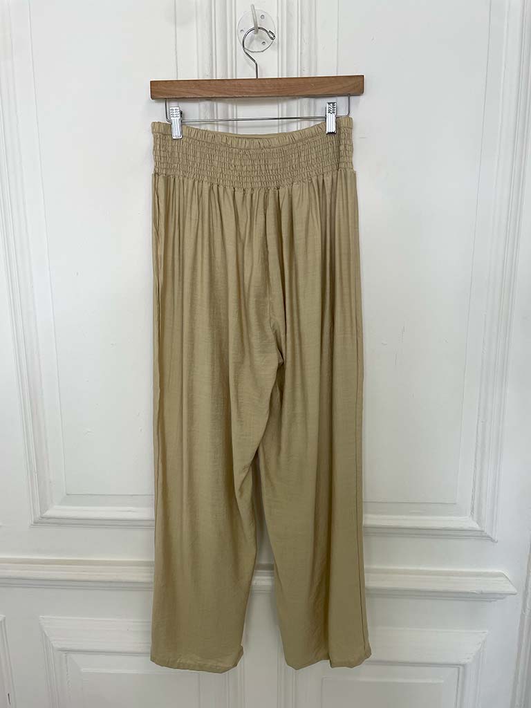 Shirred Waist Trousers - Sand