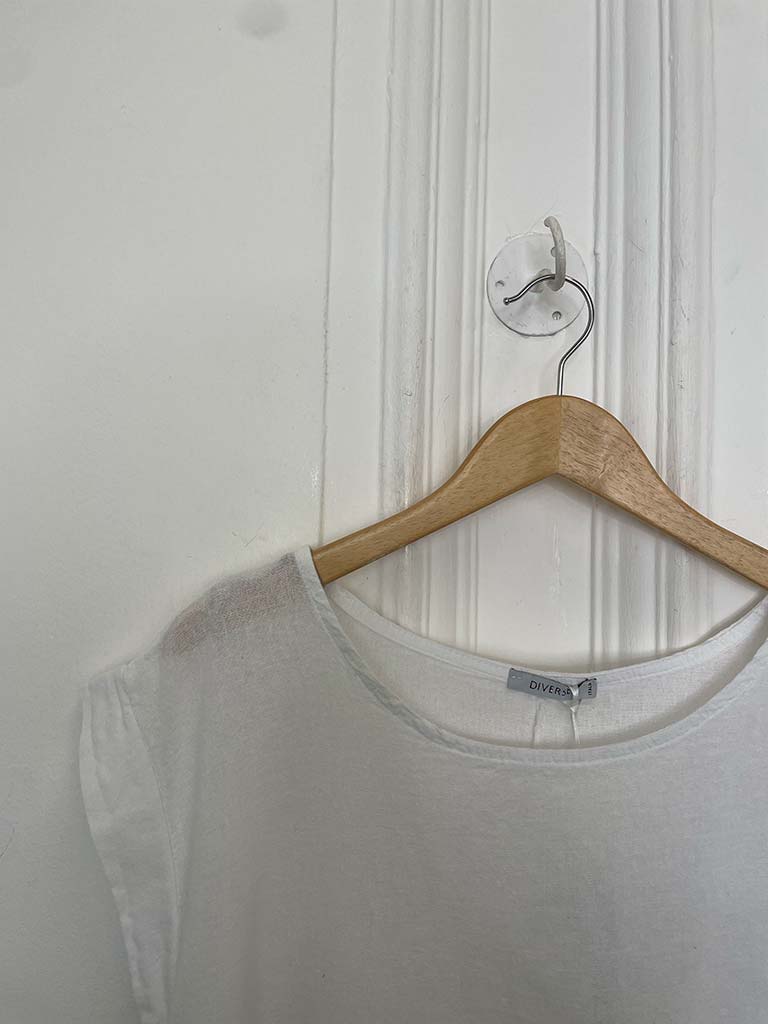 Linen Mix Cap Sleeve Top - White