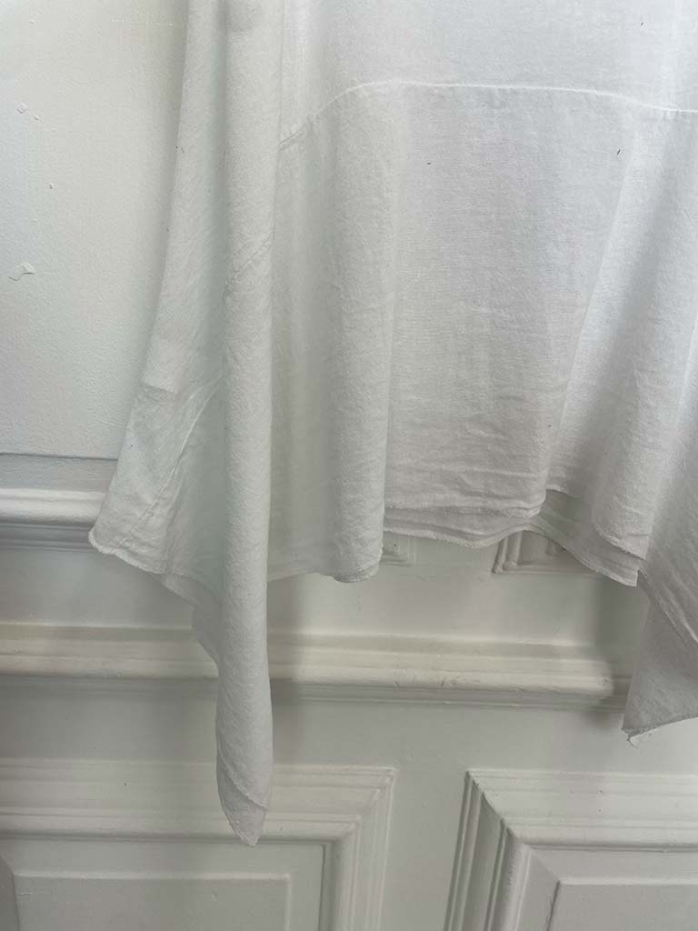 Linen Mix Cap Sleeve Top - White