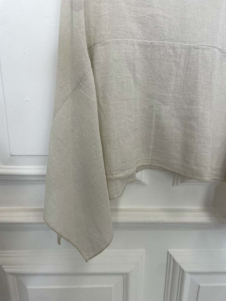 Linen Mix Cap Sleeve Top - Stone