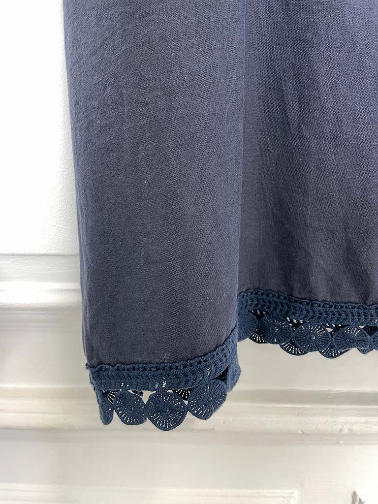 Crochet Trim Vest Top - Navy