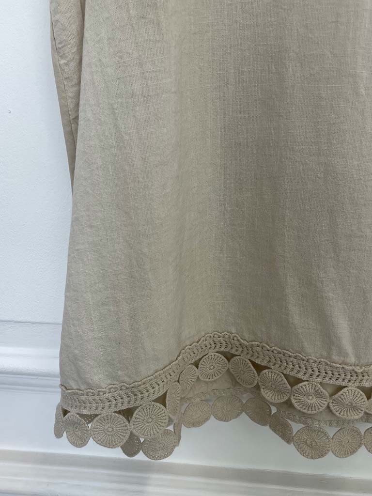 Crochet Trim Vest Top - Stone
