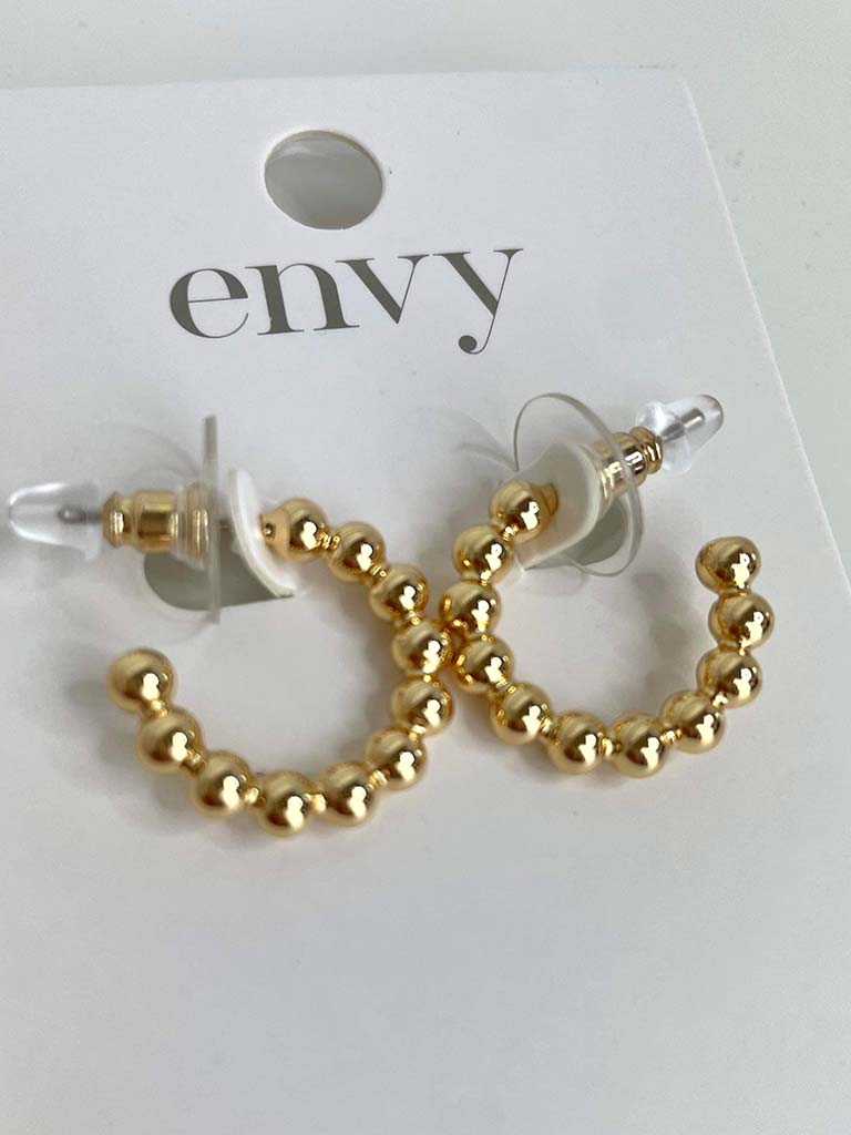 Envy Bubble Ball Hoop Earrings - Gold