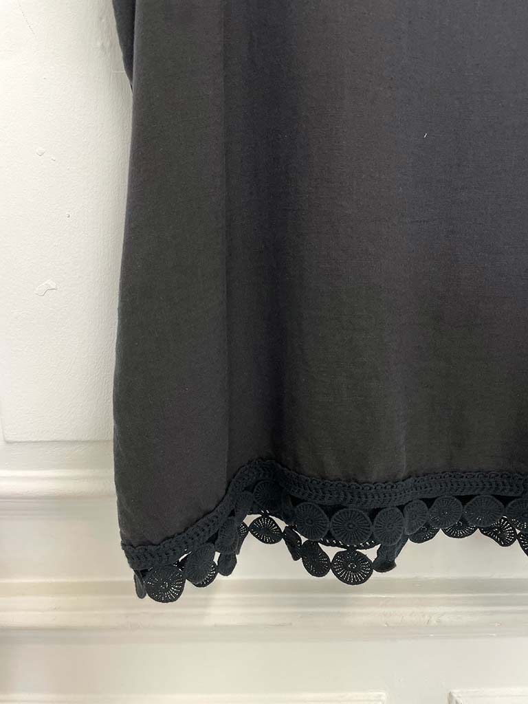 Crochet Trim Vest Top - Black