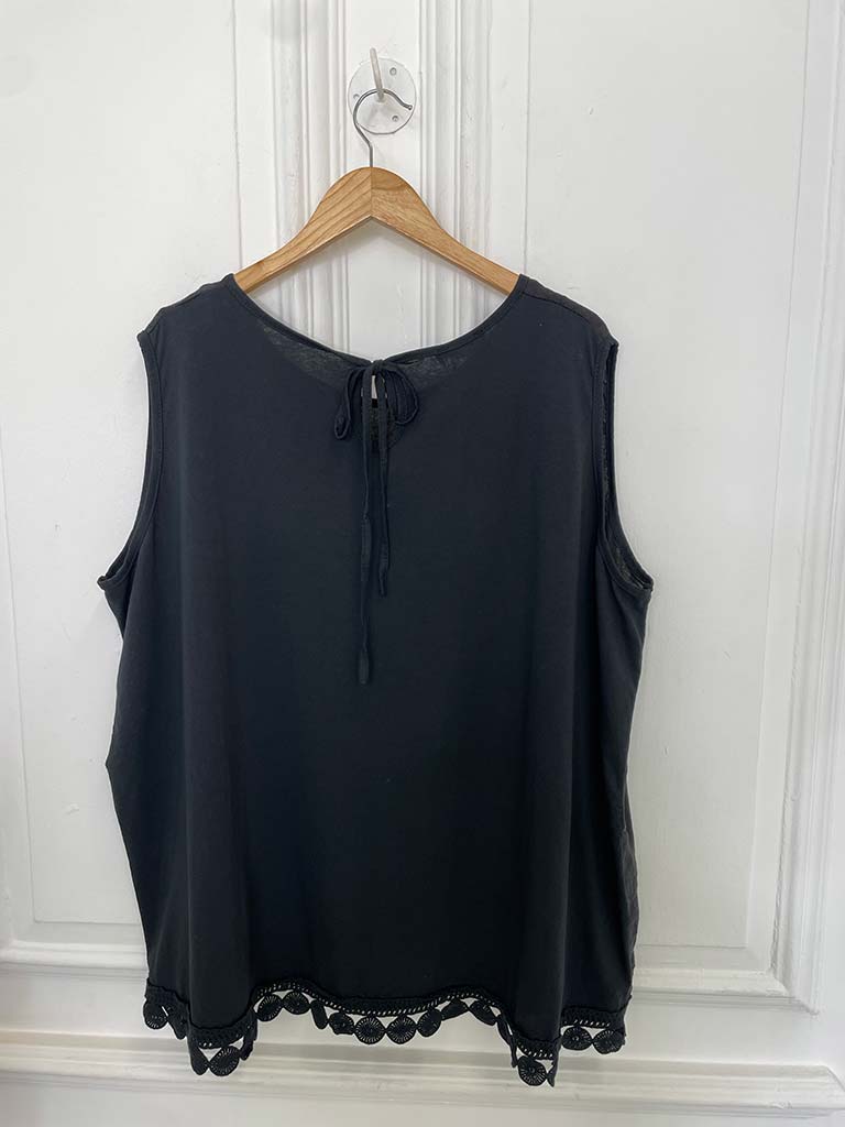 Crochet Trim Vest Top - Black