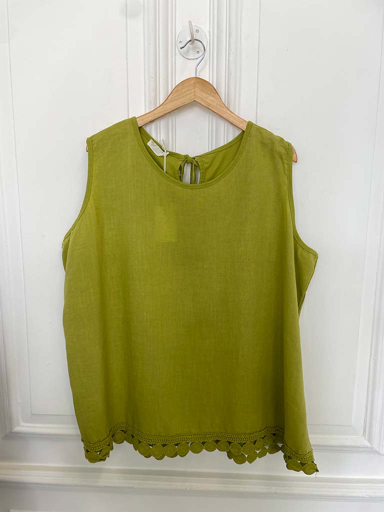 Crochet Trim Vest Top - Kiwi