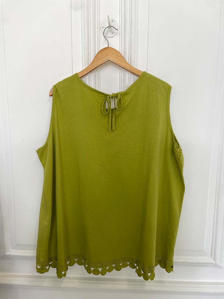 Crochet Trim Vest Top - Kiwi