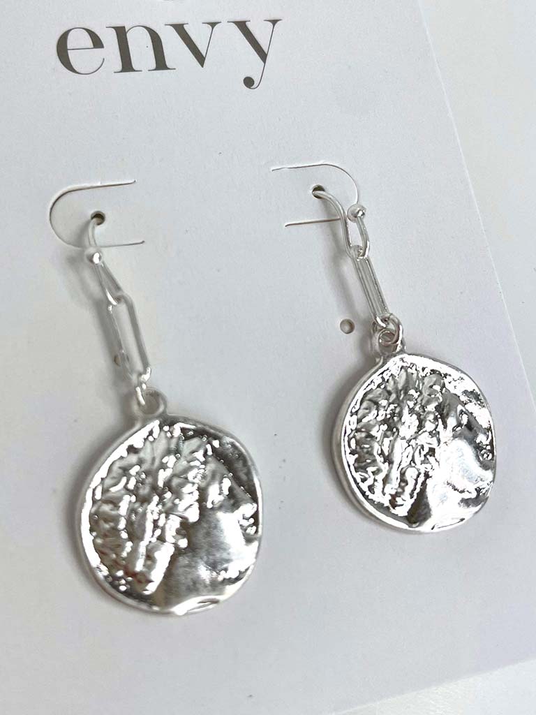 Envy Roman Coin Earrings - Silver