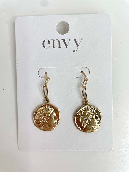 Envy Roman Coin Earrings - Gold