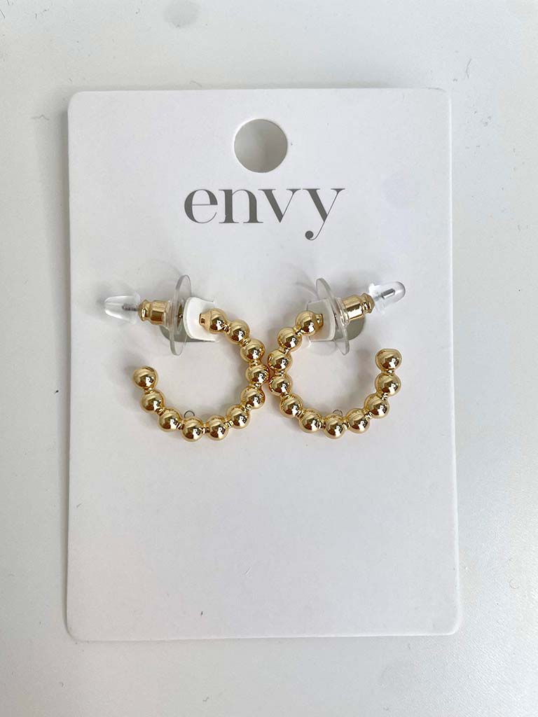 Envy Bubble Ball Hoop Earrings - Gold