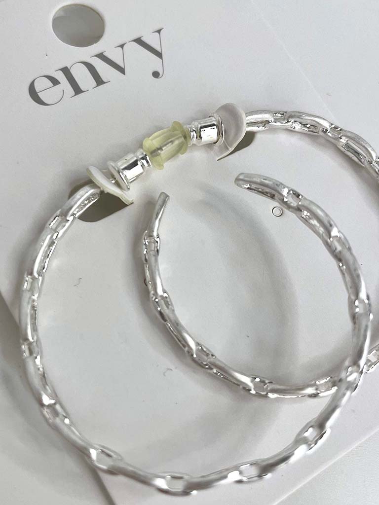 Envy Chain Link Hoop Earrings - Silver