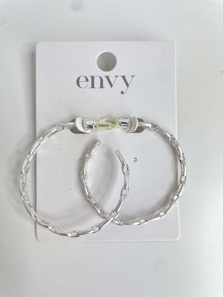 Envy Chain Link Hoop Earrings - Silver