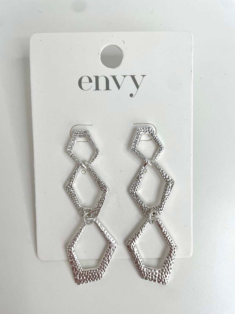 Envy Textured Geo Earrings - Silver