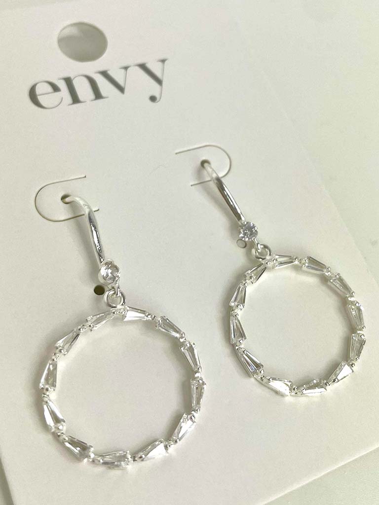 Envy Embellished Hoop Earrings - Silver