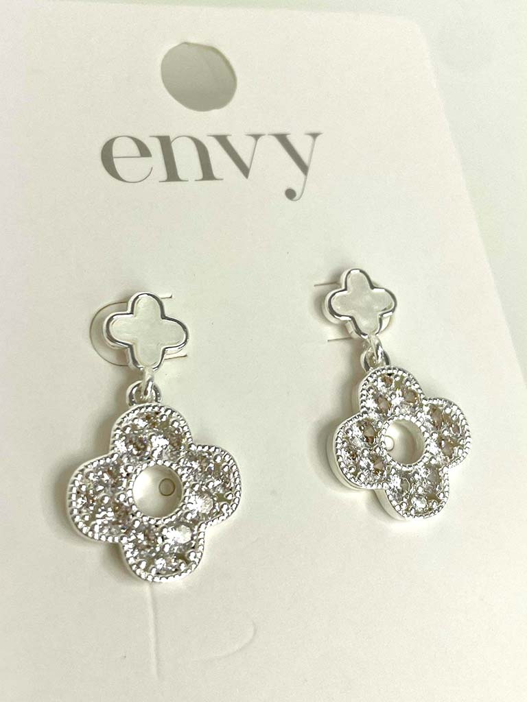 Envy Diamnté Alhambra Earrings - Silver