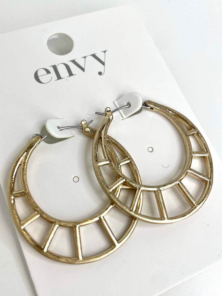 Envy Art Deco Hoop Earrings - Gold