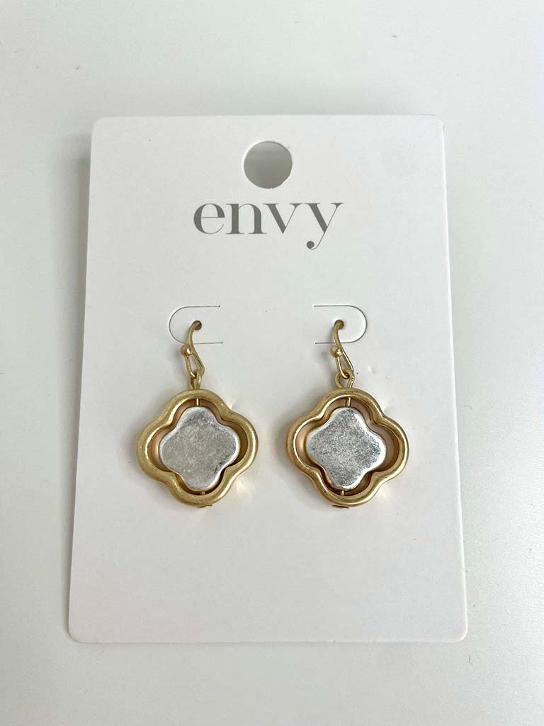 Envy Chunky Alhambra Drop Earrings - Gold & Silver