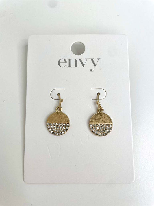 Envy Diamanté Circle Earrings - Gold