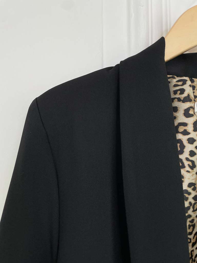 Leopard Cuff Blazer - Black